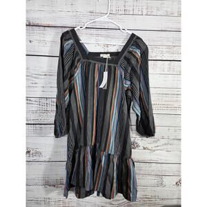 Outerknown womens muticolor striped dress boho peasant NWT size small